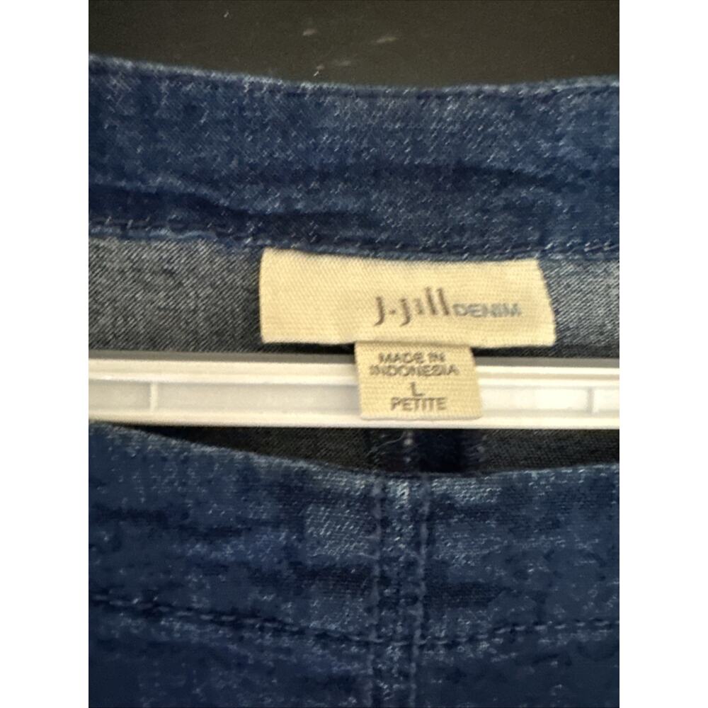 J. Jill Denim Shift Dress Pockets Minimalist Relaxed Cotton Sz Lge PT Dark Wash - Picture 8 of 10